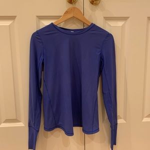 Lululemon blue long sleeve cross back top. Size 6.